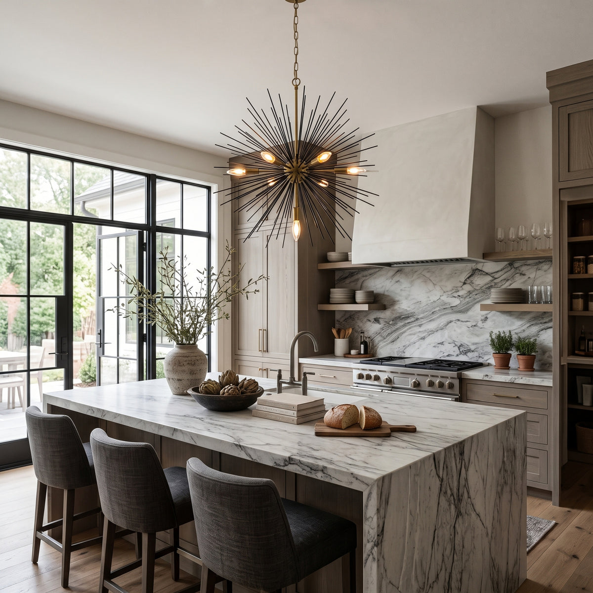Modern European furniture - Modern Black and Gold 7-Light Sputnik Chandelier - www.oroa.com