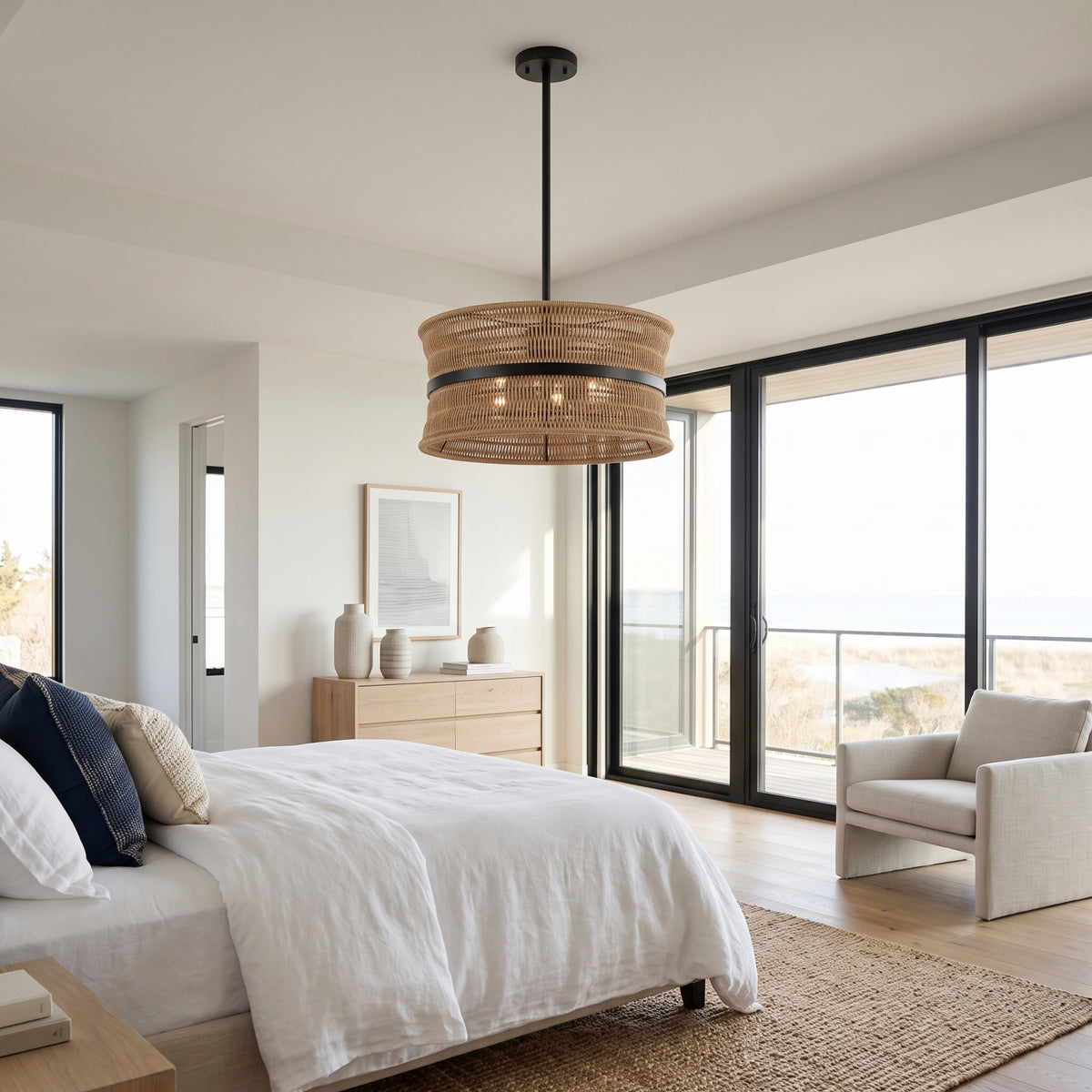 4-Light Coastal Rattan Pendant Light | OROA
