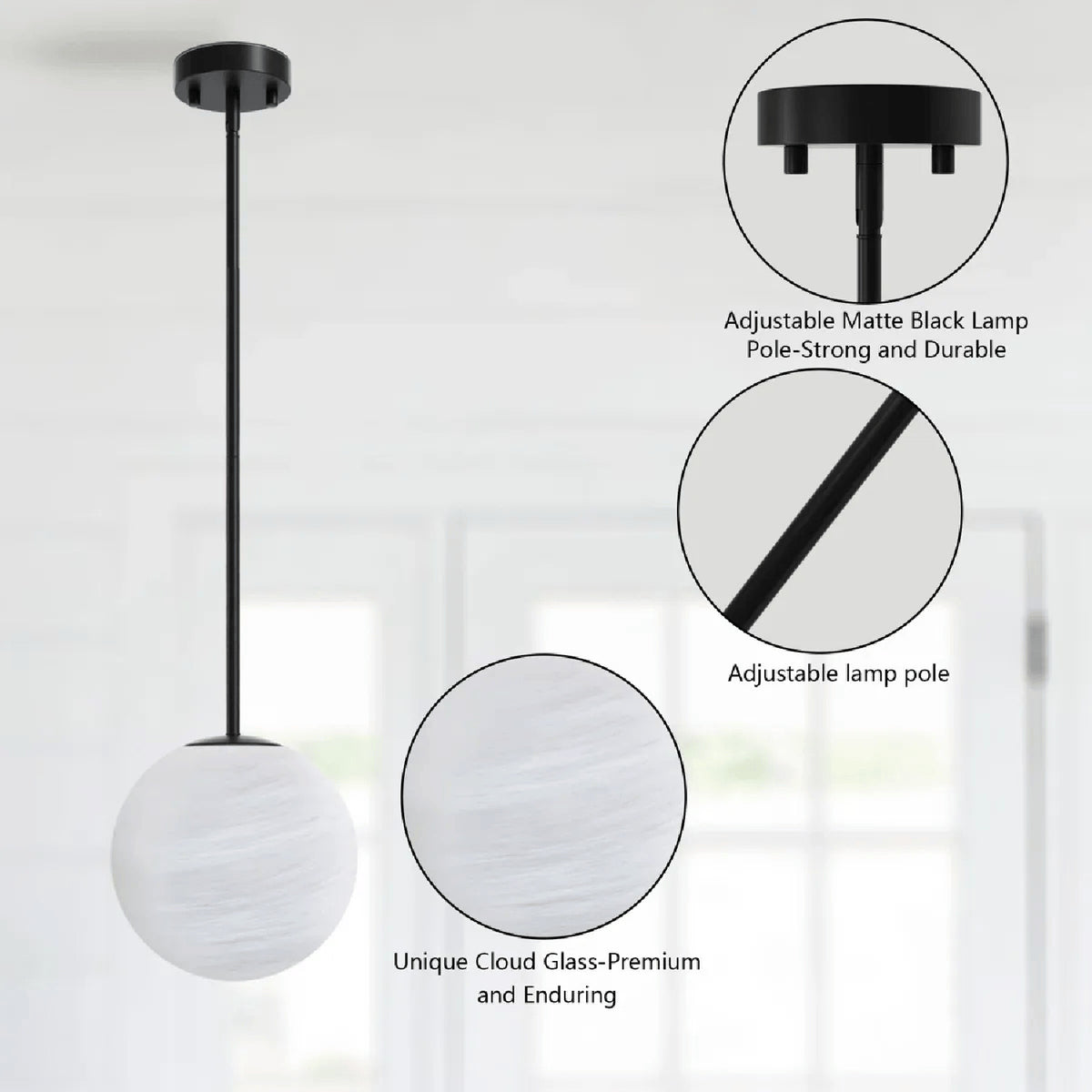 Modern European furniture - Single Moon Globe Pendant Light with Clouded Glass - www.oroa.com