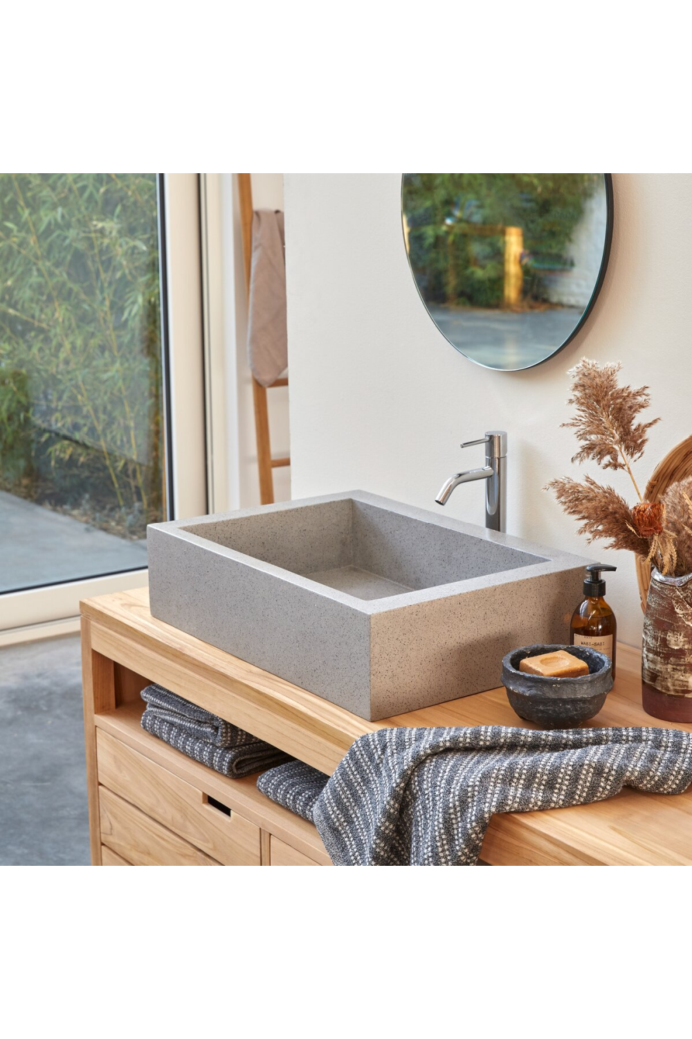 Gray Terrazzo Bathroom Sink | Tikamoon Pegase | OROA.COM