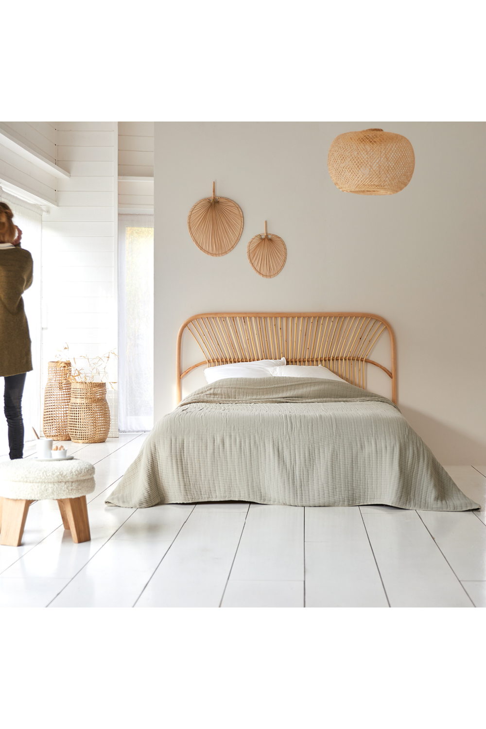 Rattan Queen Headboard 63" | Tikamoon Colette | OROA.COM