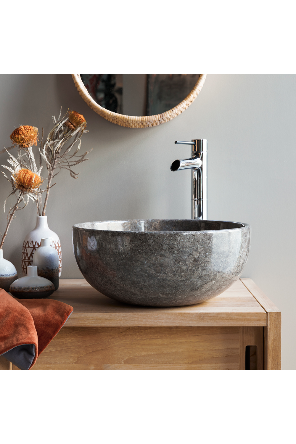 Gray Marble Bathroom Sink | Tikamoon Mia | OROA.COM