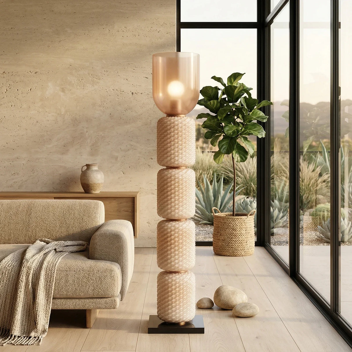 Tiered Column Glass Floor Lamp - OROA