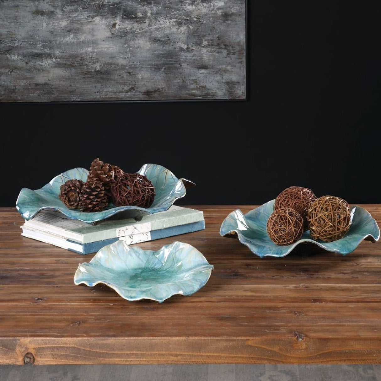Modern European furniture - Ceramic Flowers Indoor/Outdoor Wall Decor Set (3) - www.oroa.com