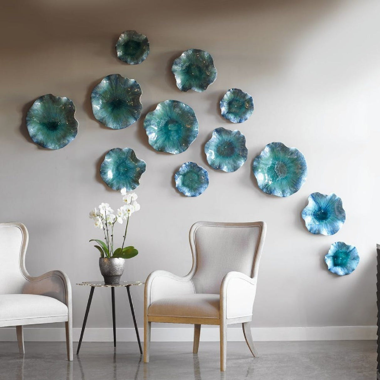 Modern European furniture - Ceramic Flowers Indoor/Outdoor Wall Decor Set (3) - www.oroa.com