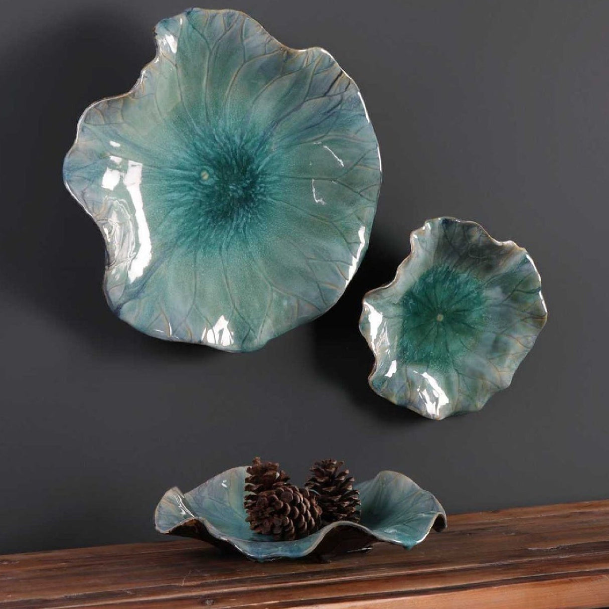 Modern European furniture - Ceramic Flowers Indoor/Outdoor Wall Decor Set (3) - www.oroa.com
