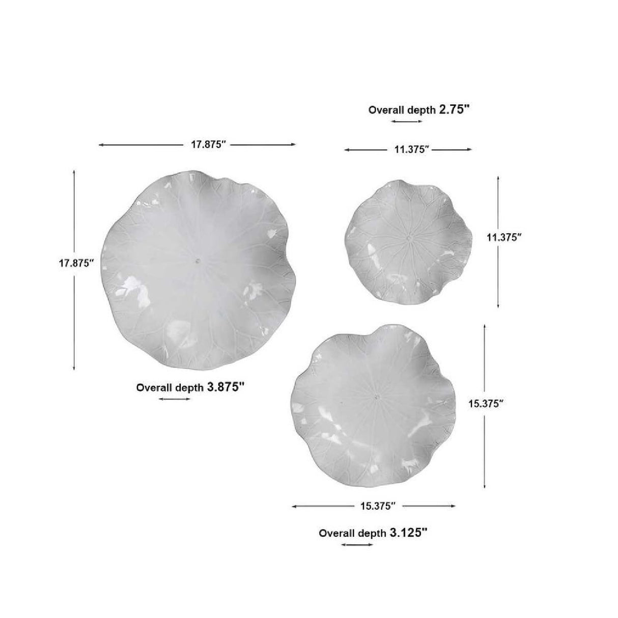 Ceramic Flowers Indoor/Outdoor Wall Decor Set (3) | Uttermost Abella