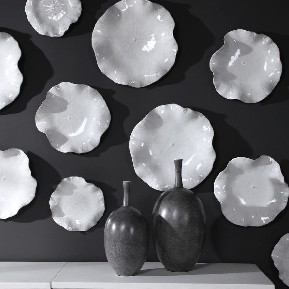 Modern European furniture - Ceramic Flowers Indoor/Outdoor Wall Decor Set (3) - www.oroa.com