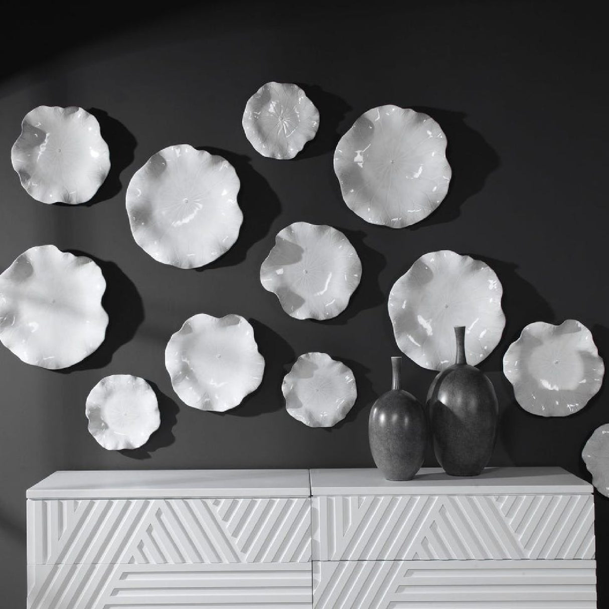 Ceramic Flowers Indoor/Outdoor Wall Decor Set (3) | Uttermost Abella