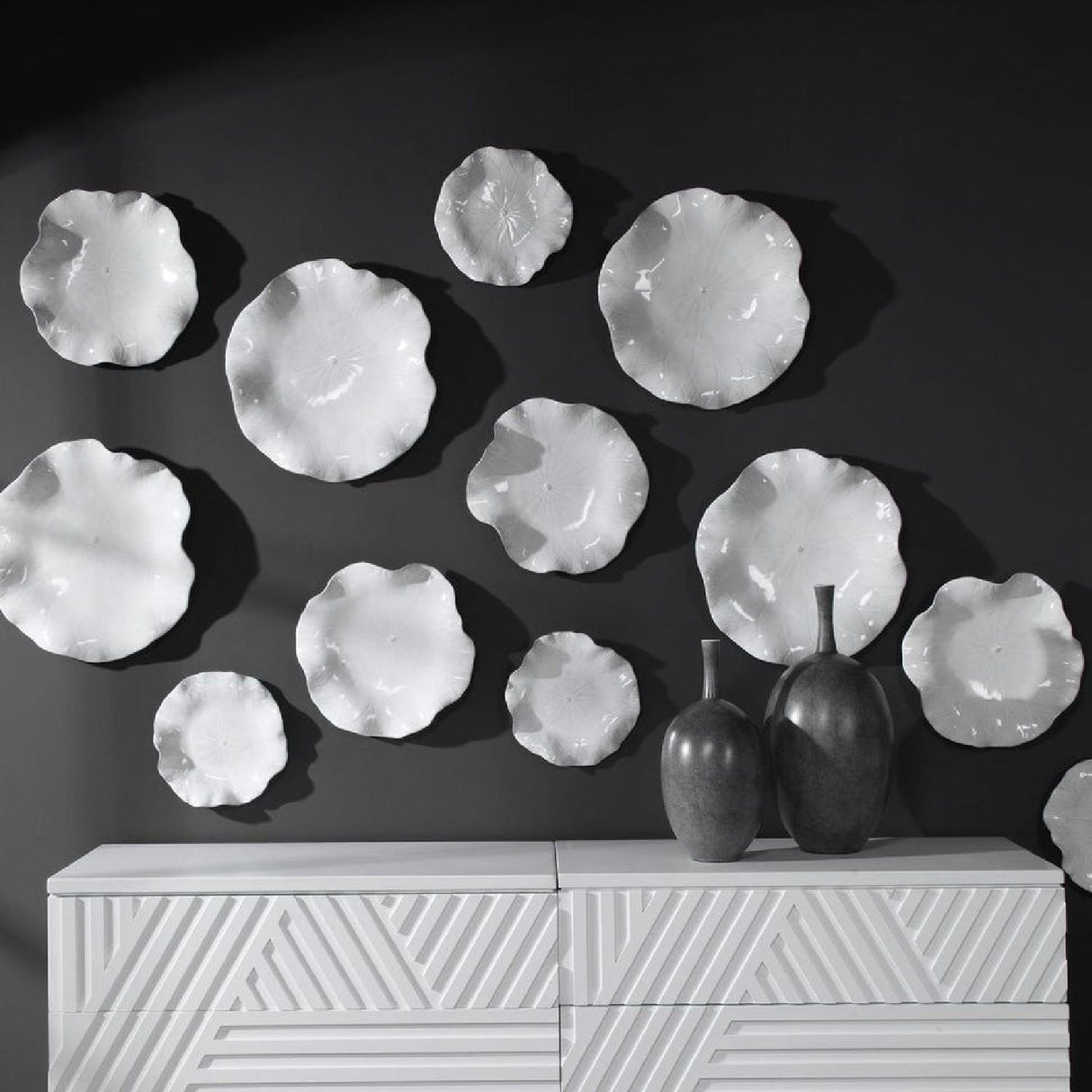 Modern European furniture - Ceramic Flowers Indoor/Outdoor Wall Decor Set (3) - www.oroa.com