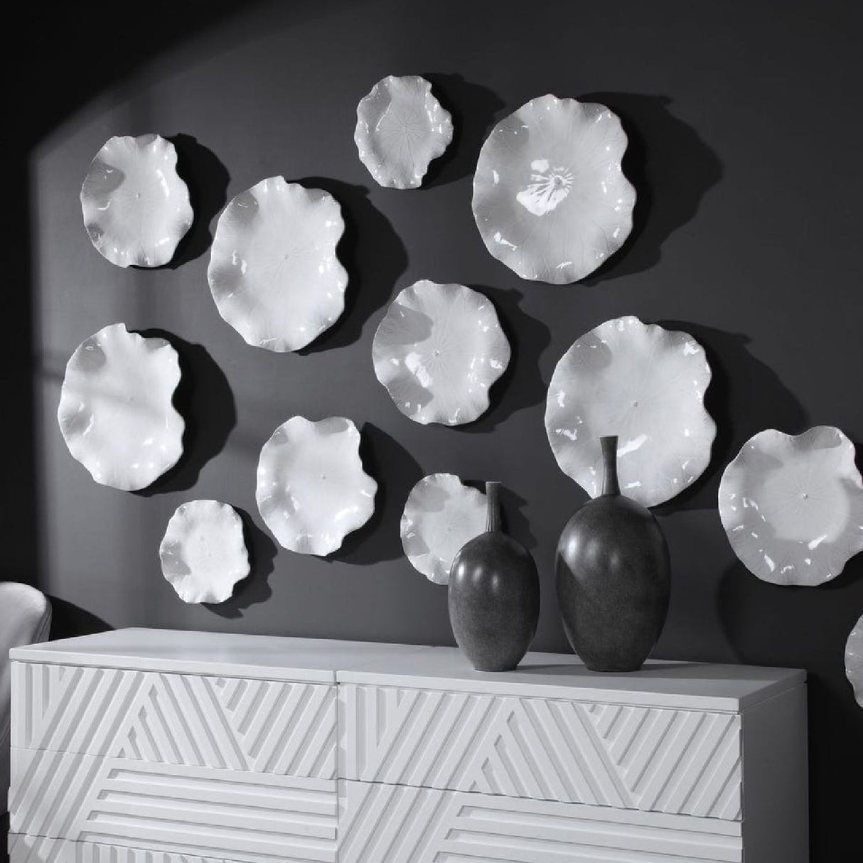 Modern European furniture - Ceramic Flowers Indoor/Outdoor Wall Decor Set (3) - www.oroa.com