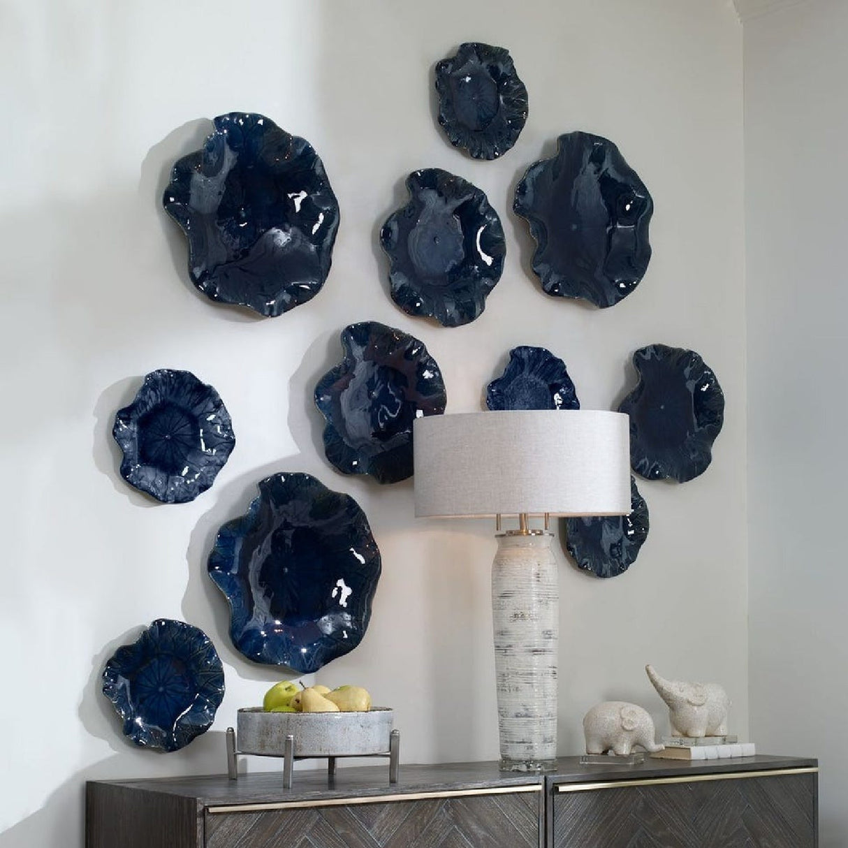 Modern European furniture - Ceramic Flowers Indoor/Outdoor Wall Decor Set (3) - www.oroa.com