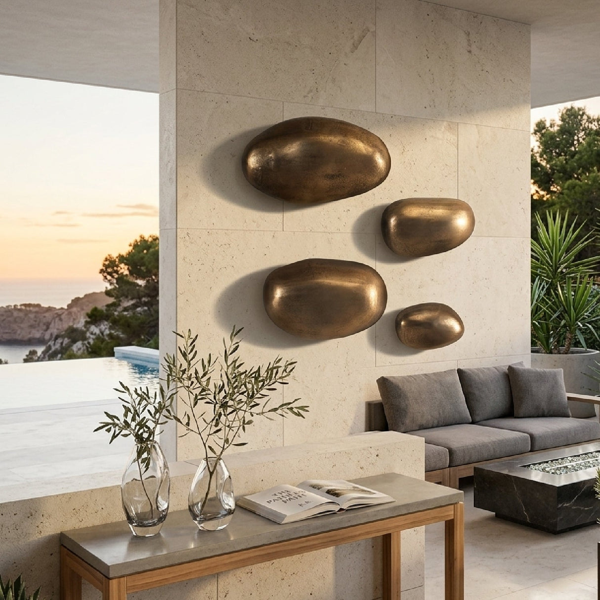 Modern European furniture - Antique Brass Wall Decor Set (4) - www.oroa.com