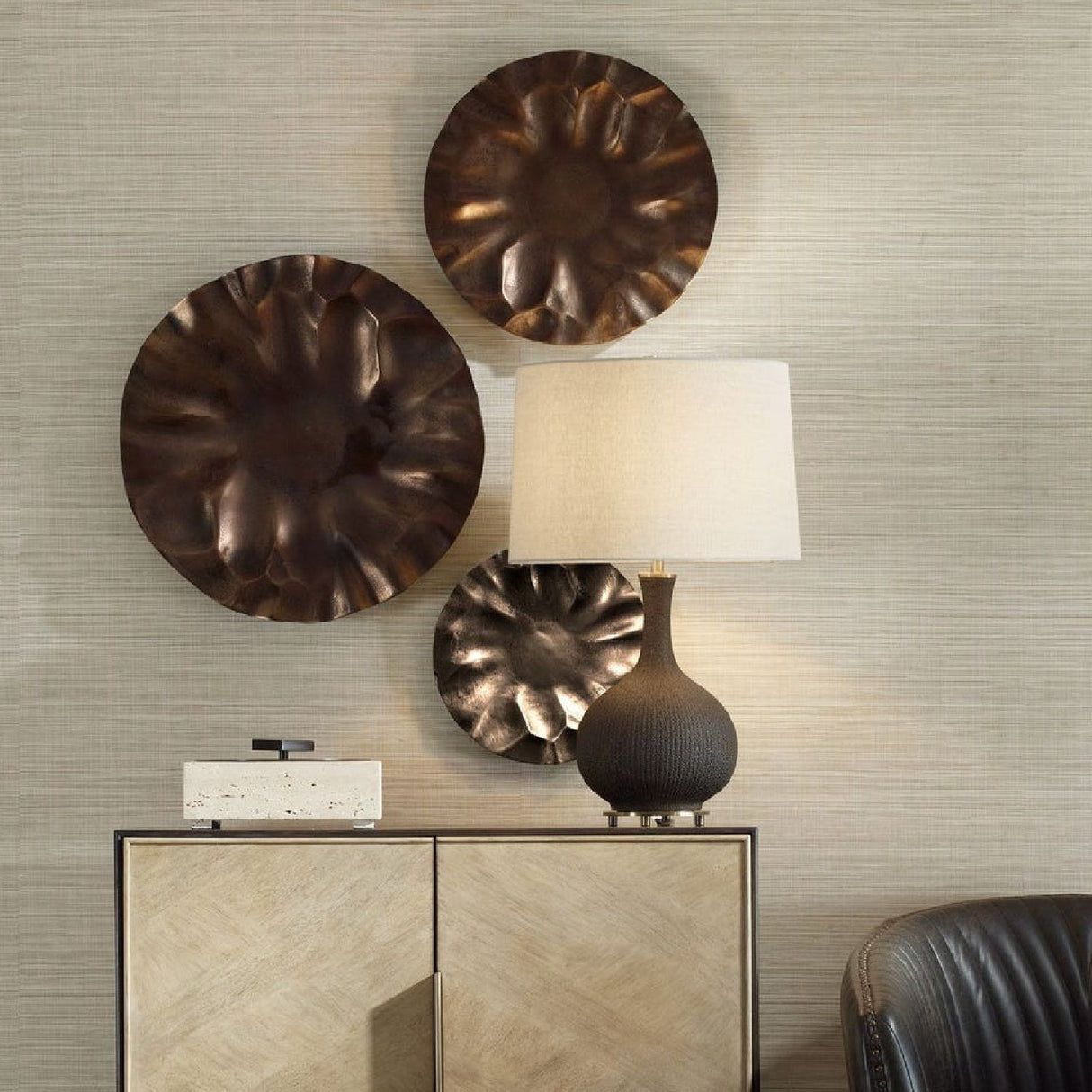 Modern European furniture - Aluminum Discs Indoor/Outdoor Wall Decor Set (3) - www.oroa.com