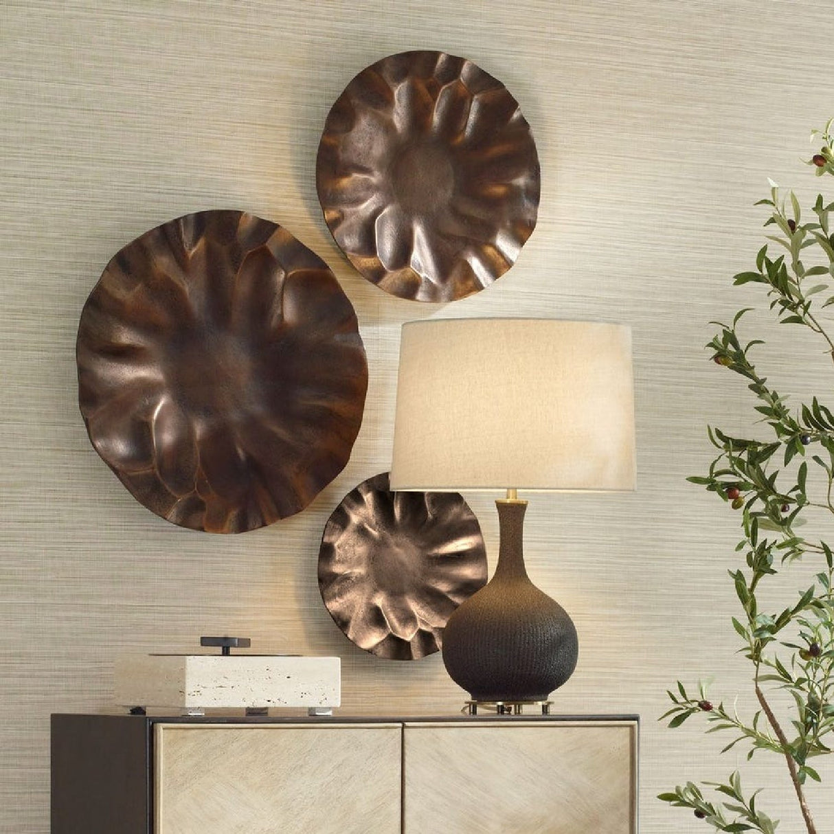 Modern European furniture - Aluminum Discs Indoor/Outdoor Wall Decor Set (3) - www.oroa.com