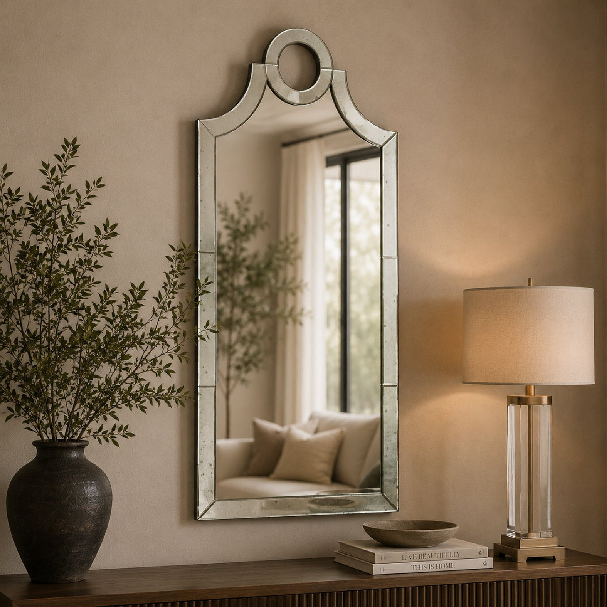 Modern European furniture - Arched Beveled Mirror - www.oroa.com