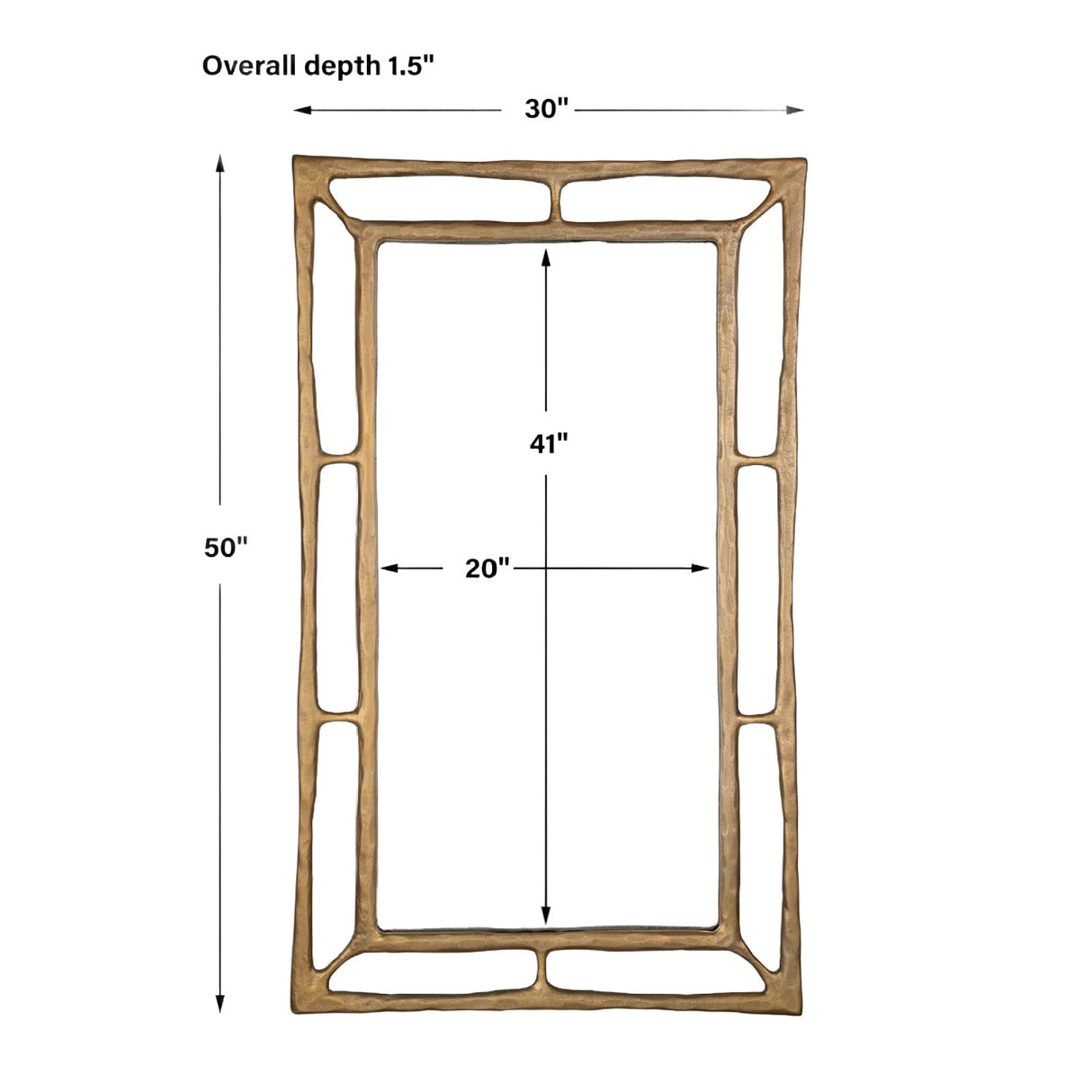 Modern European furniture - Antique Brass Rectangular Mirror - www.oroa.com