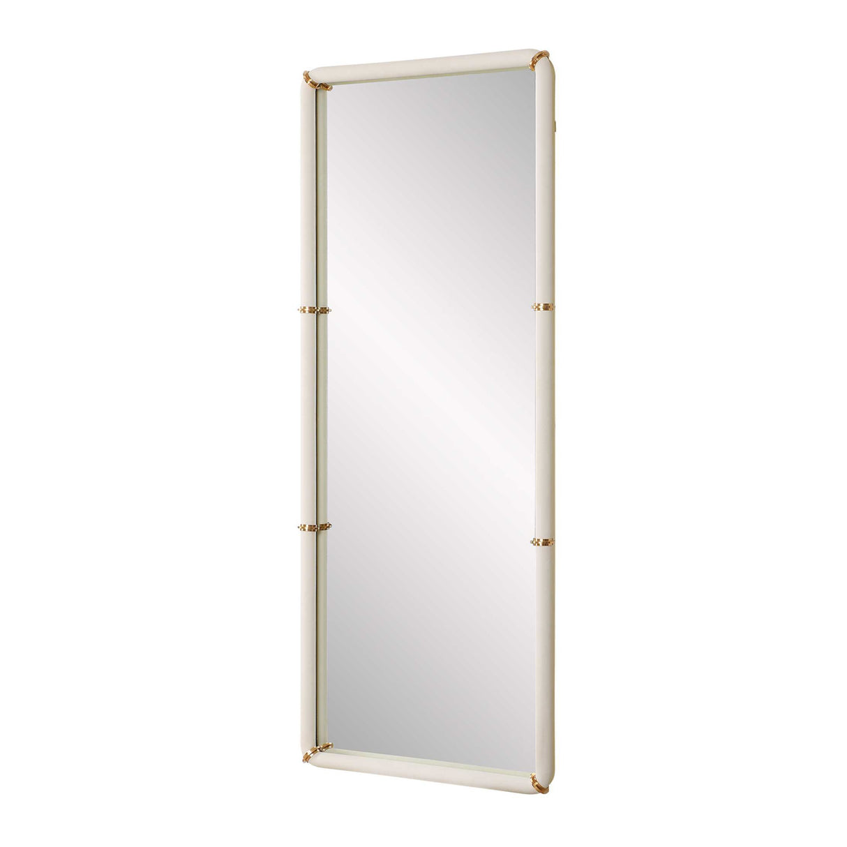 Modern European furniture - White Shagreen Leather Mirror - www.oroa.com