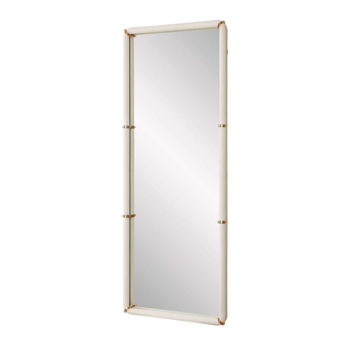 Modern European furniture - White Shagreen Leather Mirror - www.oroa.com