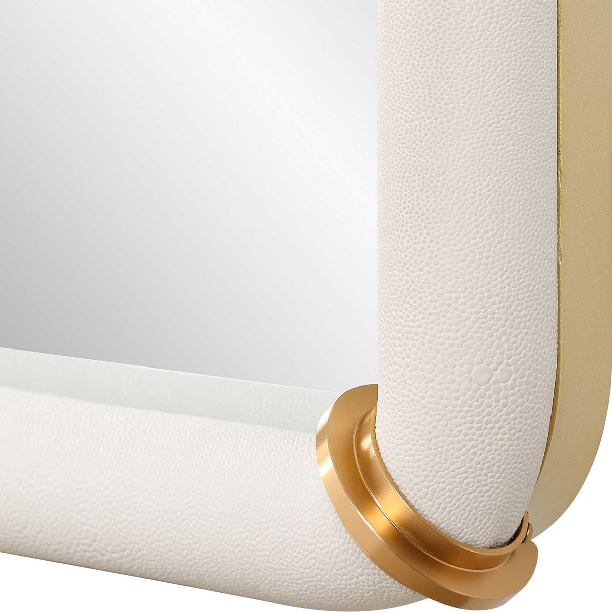Modern European furniture - White Shagreen Leather Mirror - www.oroa.com