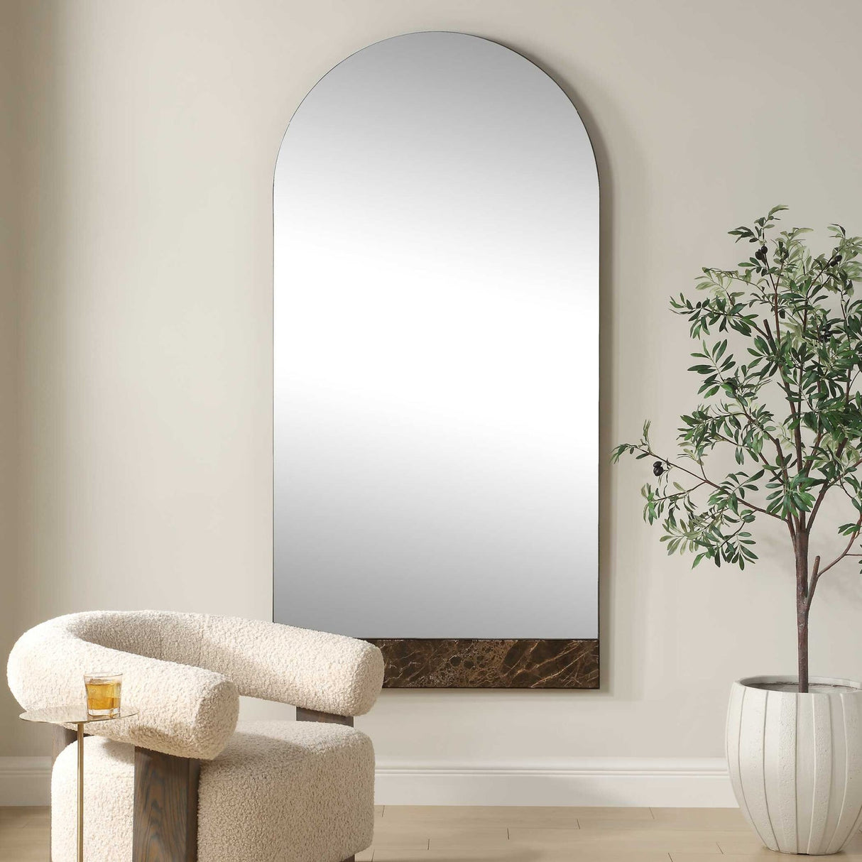 Modern European furniture - Marble Slab Arched Mirror - www.oroa.com