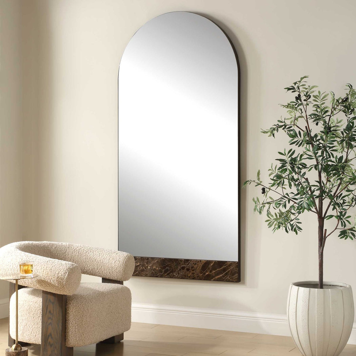 Modern European furniture - Marble Slab Arched Mirror - www.oroa.com