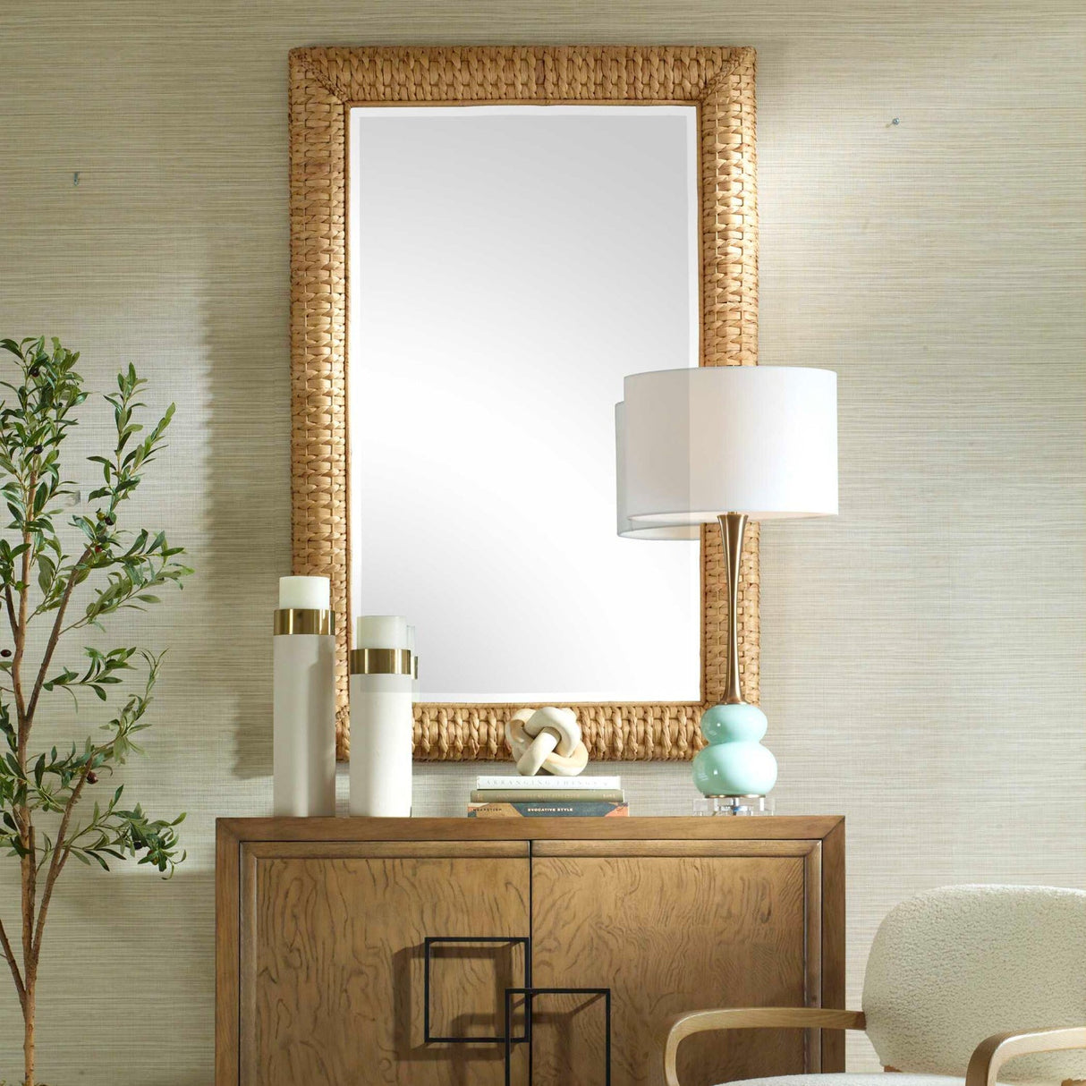 Modern European furniture - Rectangular Seagrass Mirror - www.oroa.com