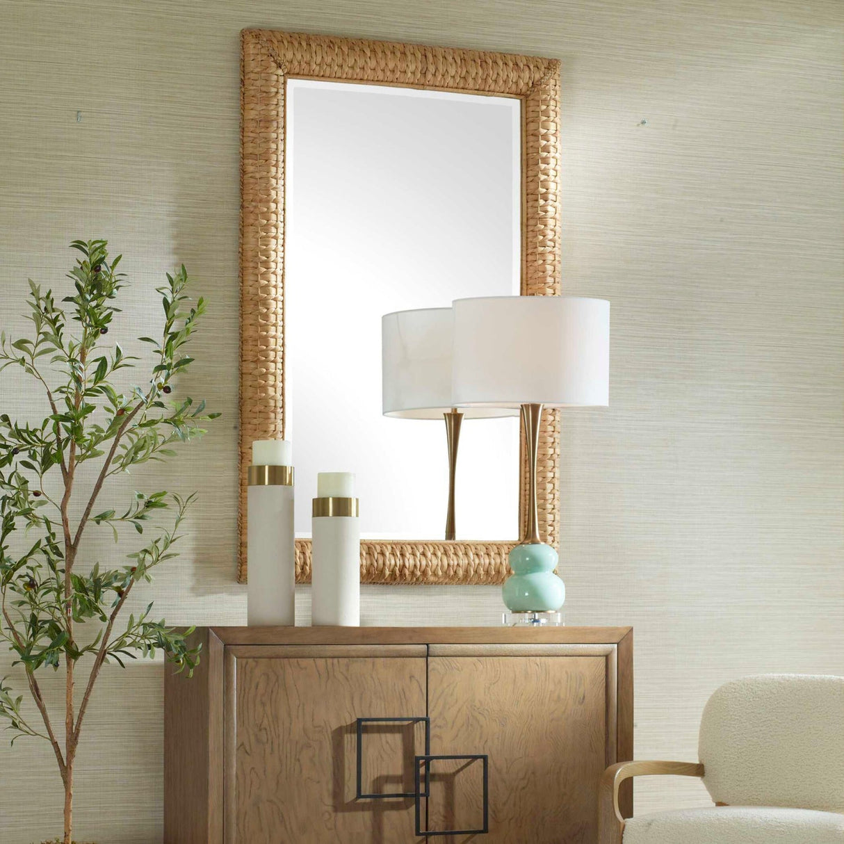 Modern European furniture - Rectangular Seagrass Mirror - www.oroa.com