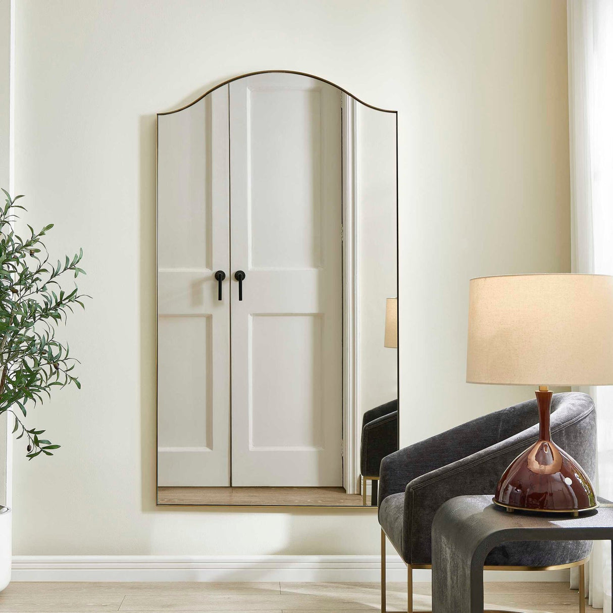 Modern European furniture - Brushed Brass Mirror - www.oroa.com
