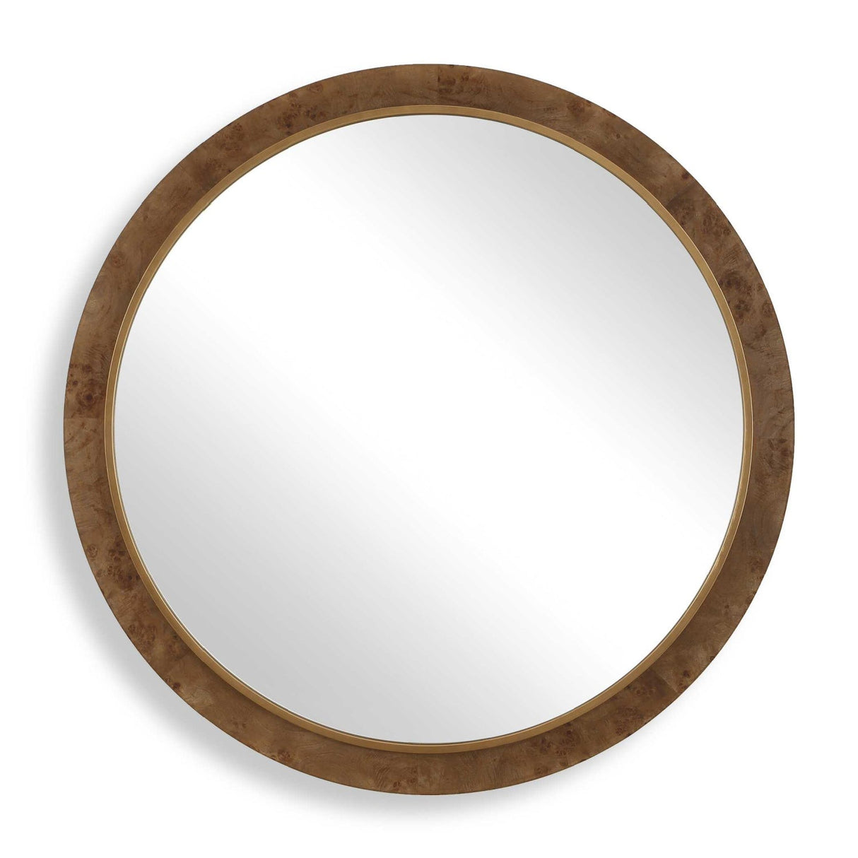 Modern European furniture - Burl Veneer Round Mirror - www.oroa.com