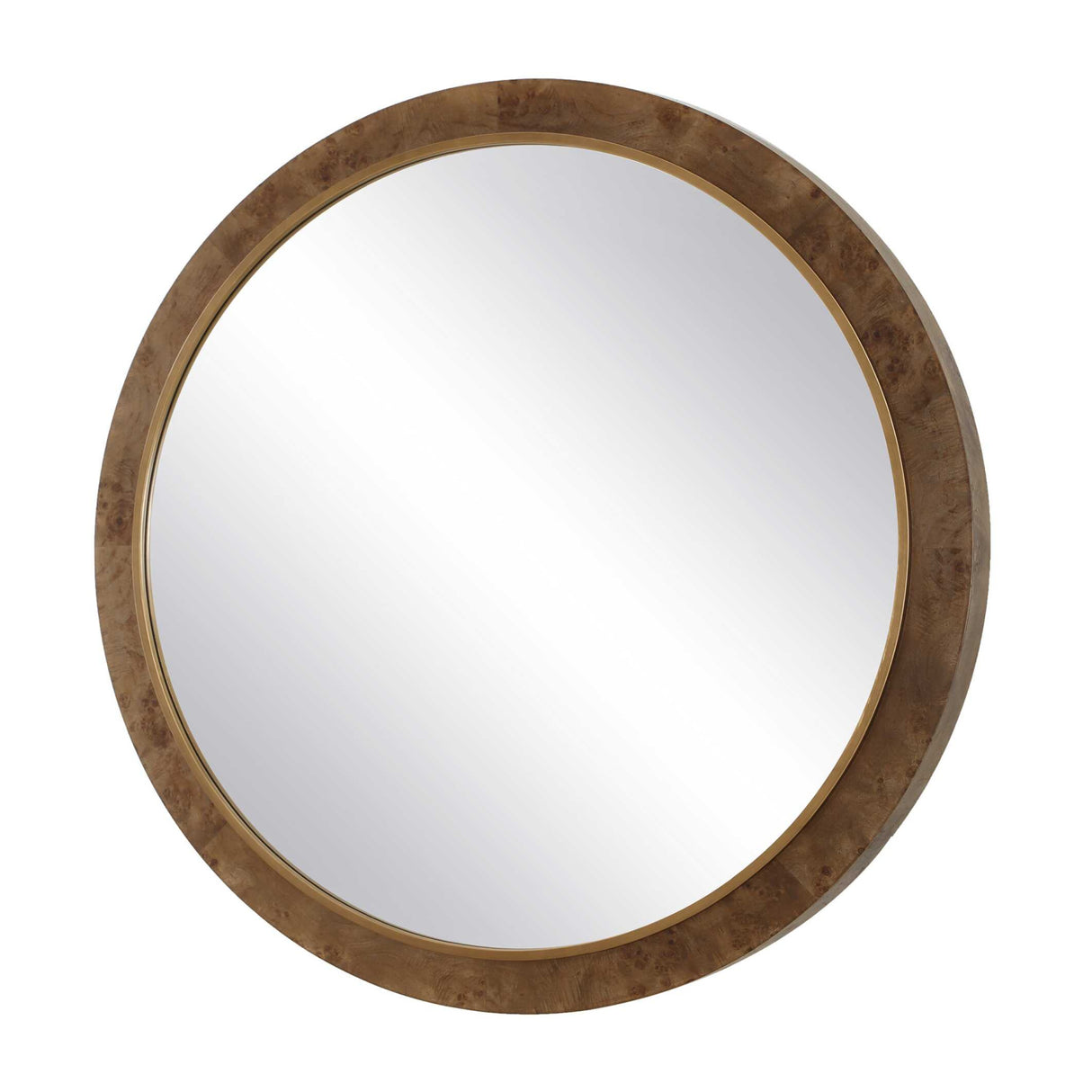 Modern European furniture - Burl Veneer Round Mirror - www.oroa.com