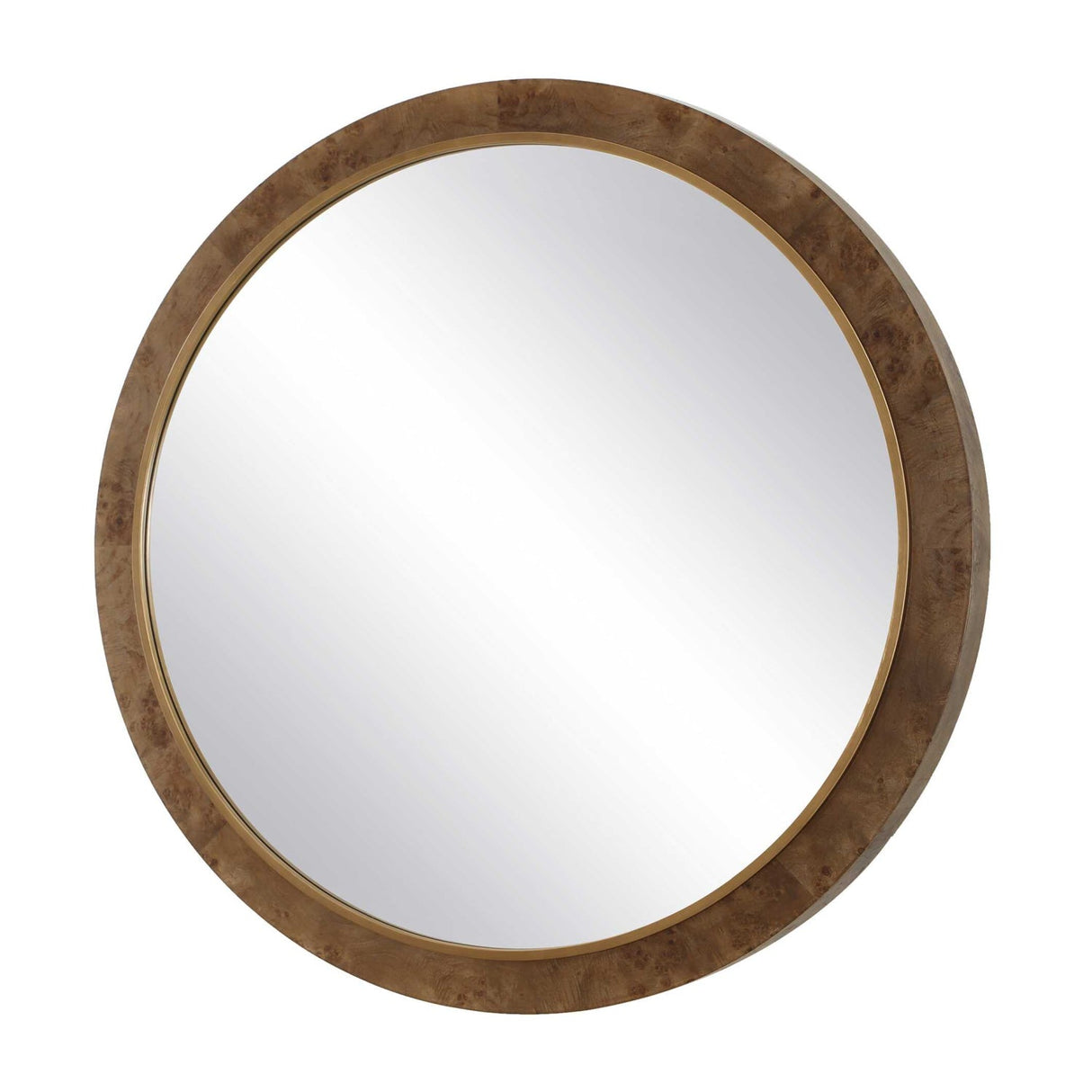 Modern European furniture - Burl Veneer Round Mirror - www.oroa.com