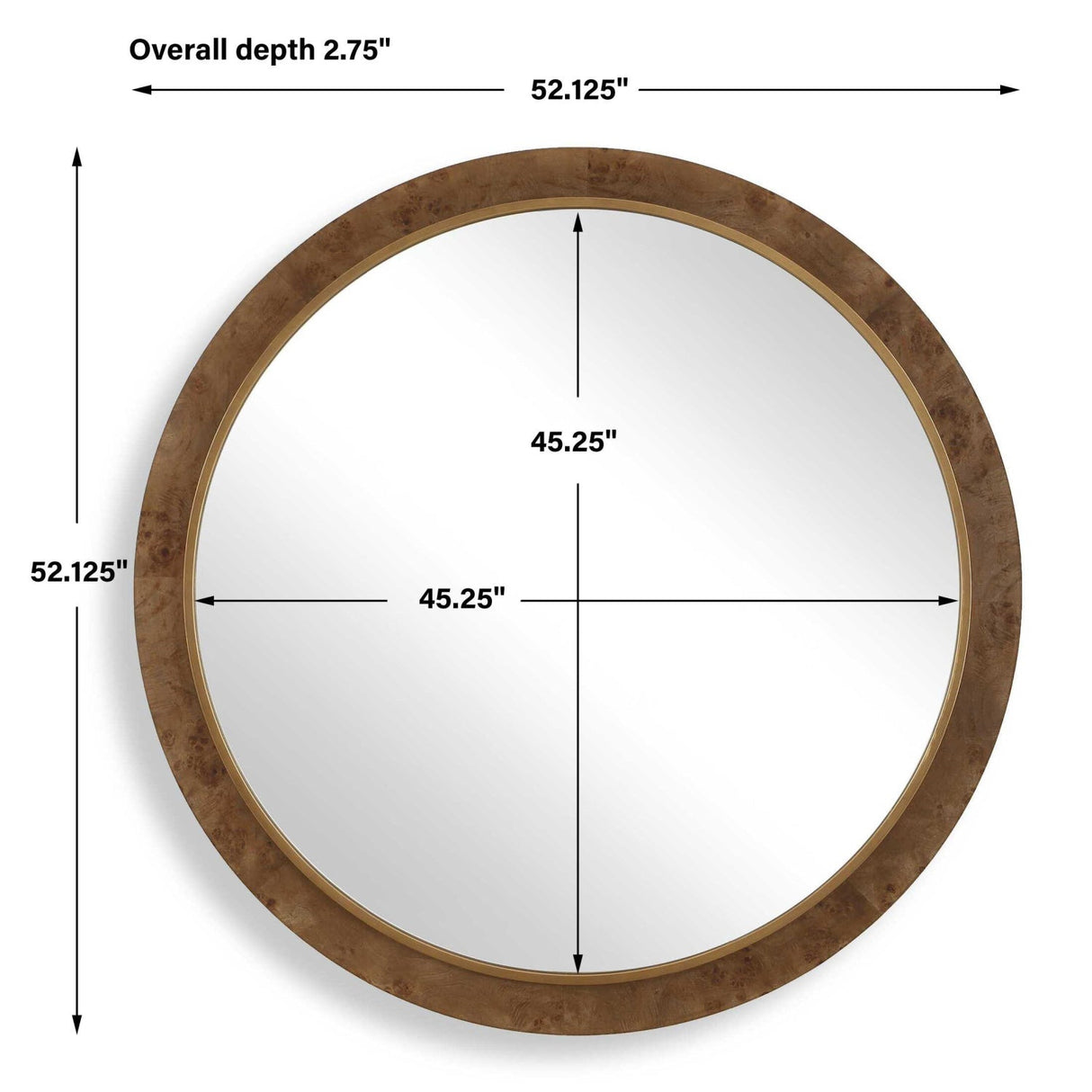 Modern European furniture - Burl Veneer Round Mirror - www.oroa.com