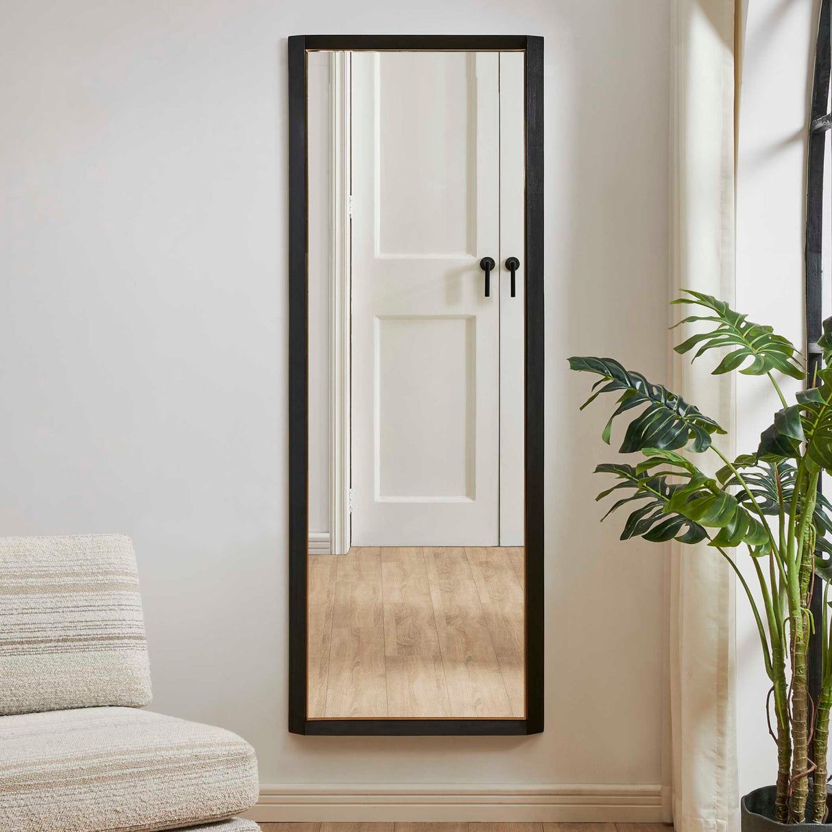 Modern European furniture - Black Wooden Tall Mirror - www.oroa.com