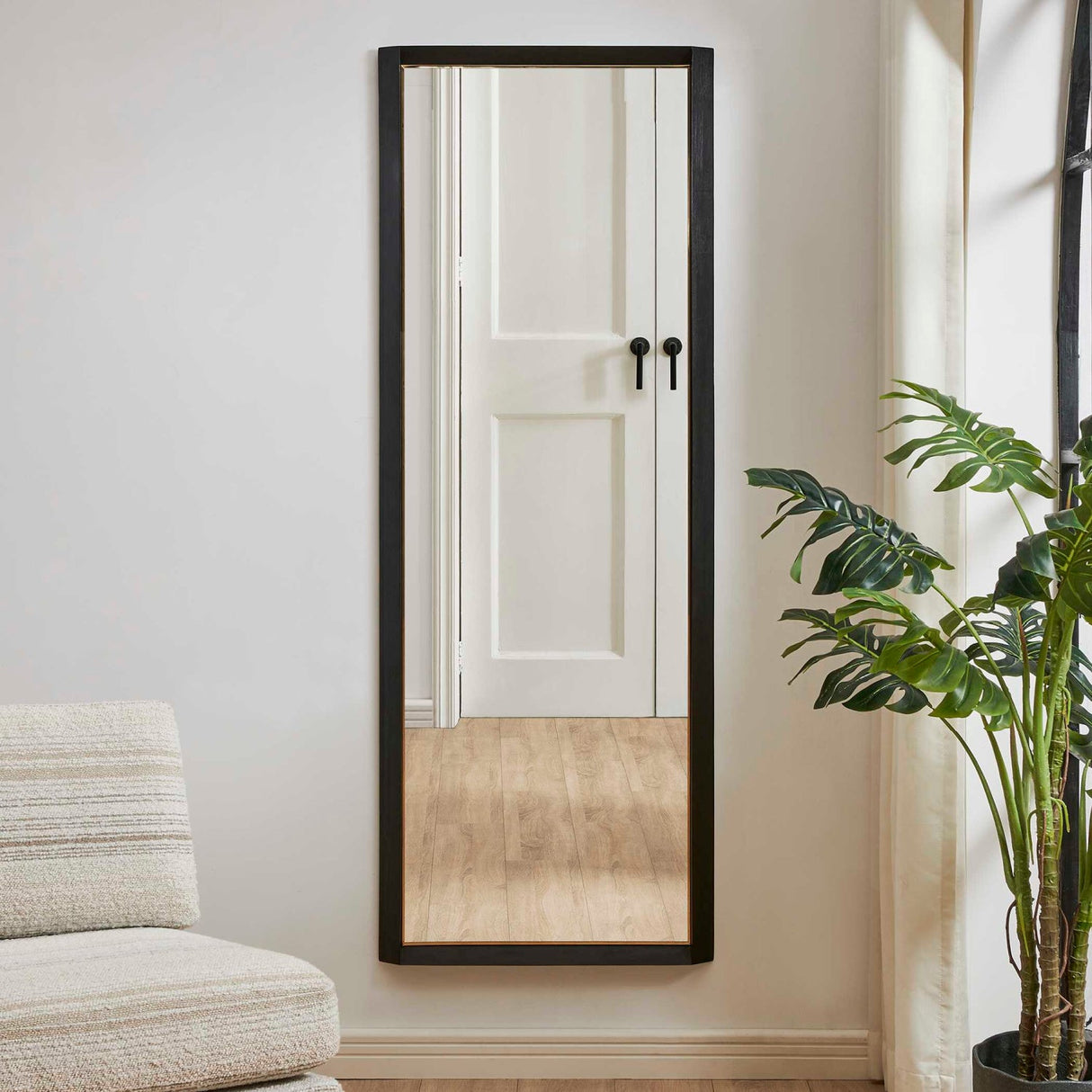 Modern European furniture - Black Wooden Tall Mirror - www.oroa.com