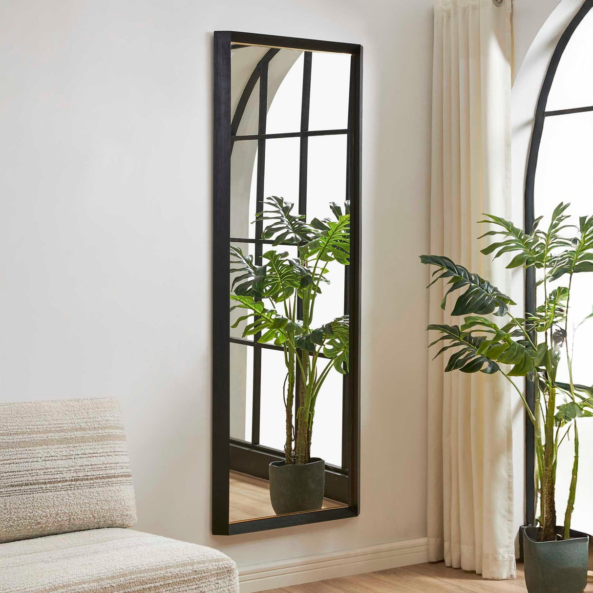 Modern European furniture - Black Wooden Tall Mirror - www.oroa.com