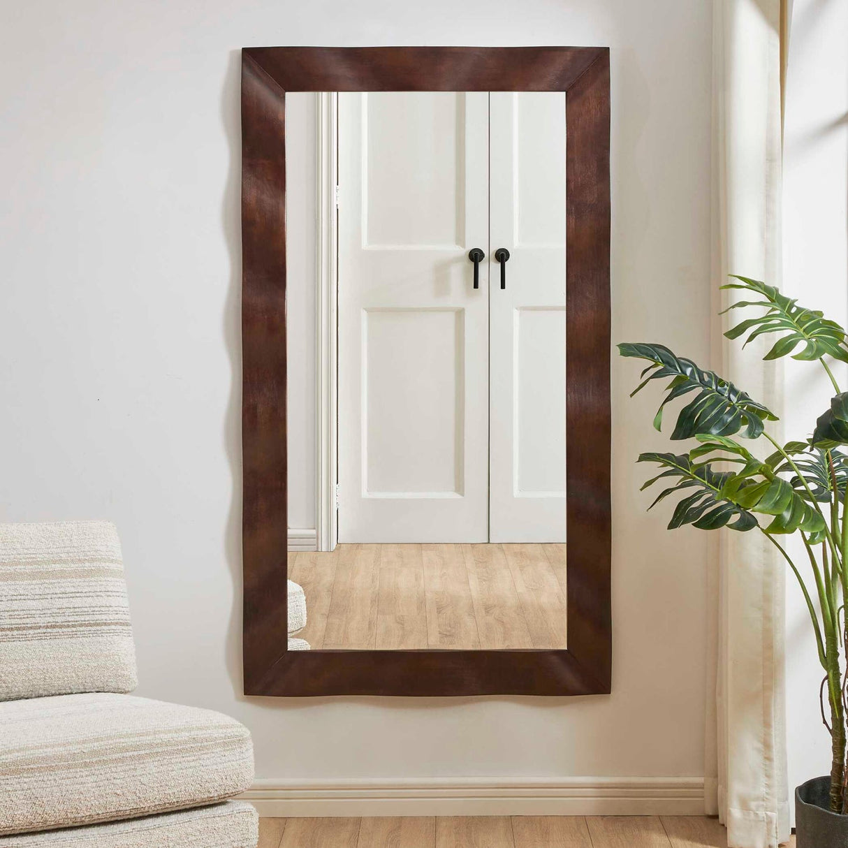 Modern European furniture - Wavy Wood Framed Mirror - www.oroa.com