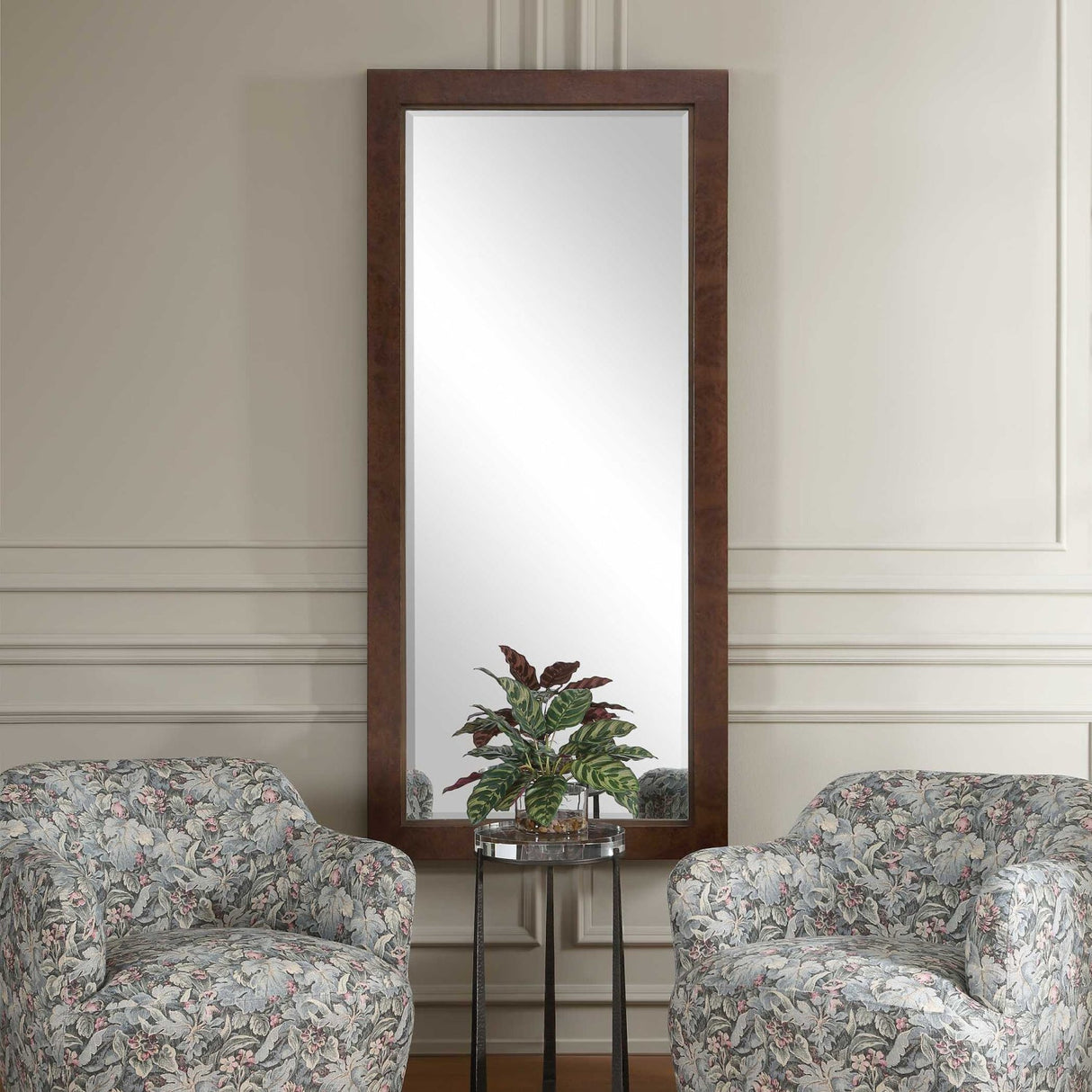 Modern European furniture - Burl Veneer Tall Mirror - www.oroa.com