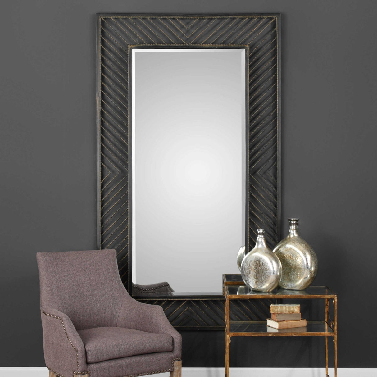Modern European furniture - Bronze Chevron Mirror - www.oroa.com