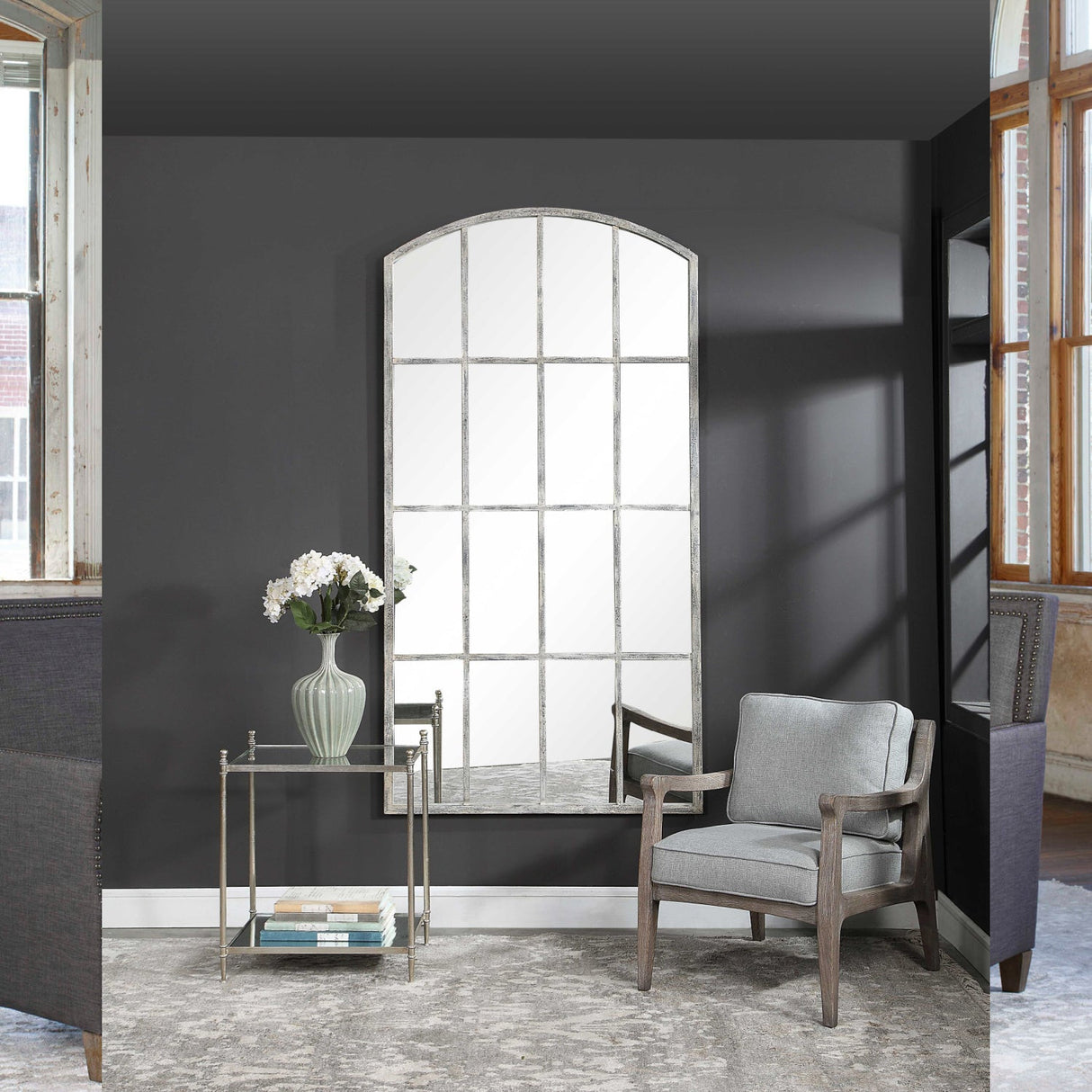 Modern European furniture - Gray Arched Mirror - www.oroa.com
