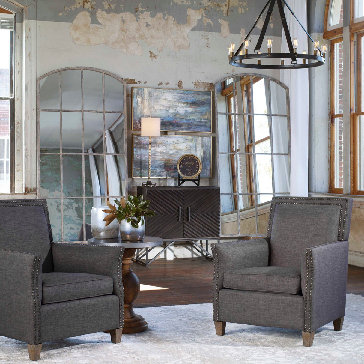 Modern European furniture - Gray Arched Mirror - www.oroa.com