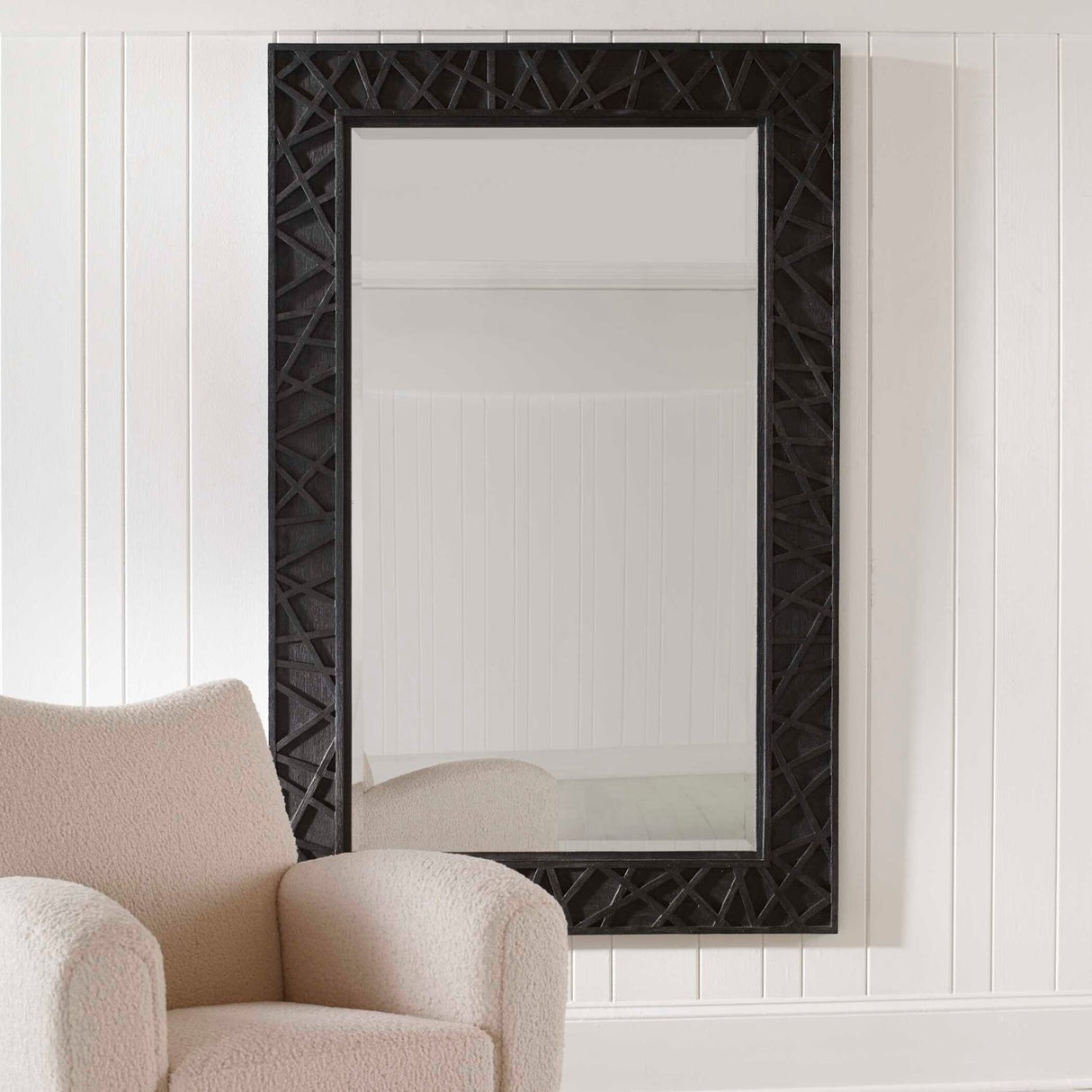 Modern European furniture - Black Framed Bevel Mirror - www.oroa.com