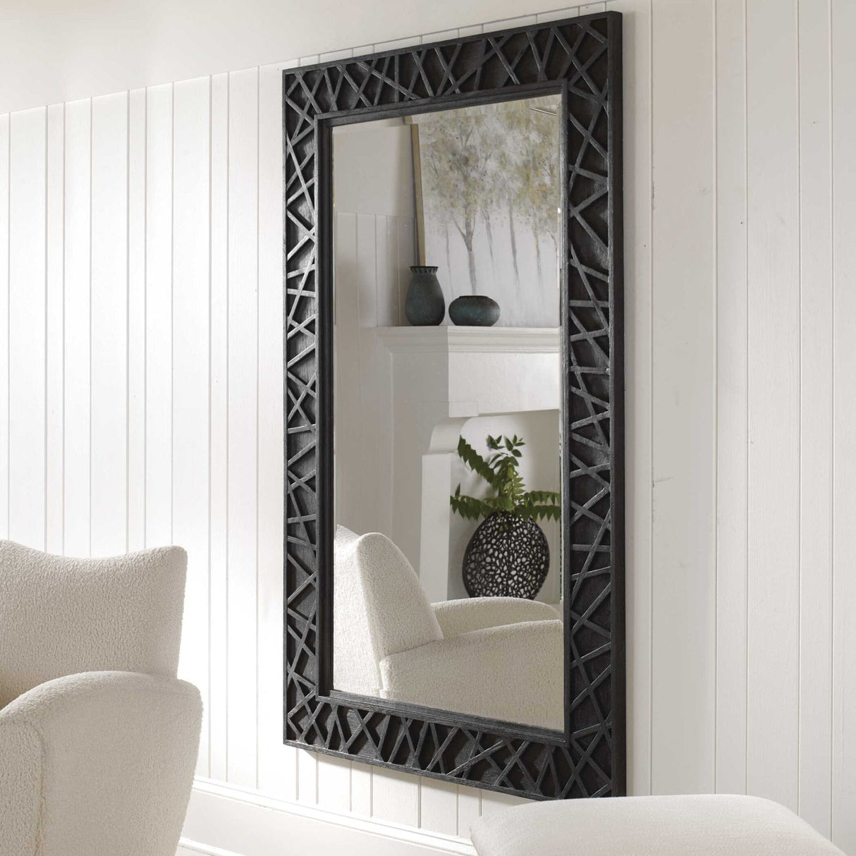 Modern European furniture - Black Framed Bevel Mirror - www.oroa.com
