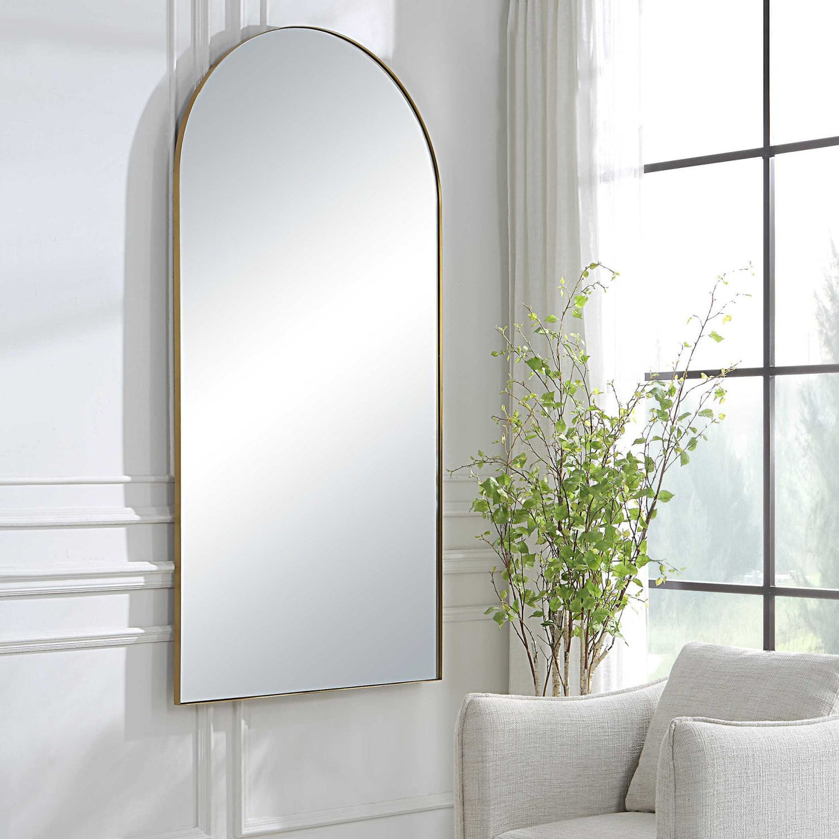 Modern European furniture - Stainless Steel Arched Mirror - www.oroa.com
