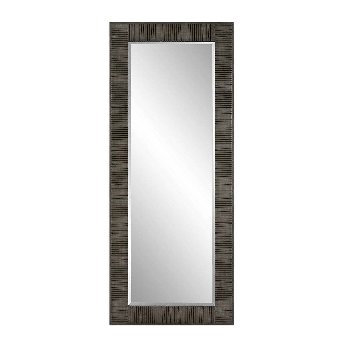 Modern European furniture - Channeled Gray Wood Mirror - www.oroa.com