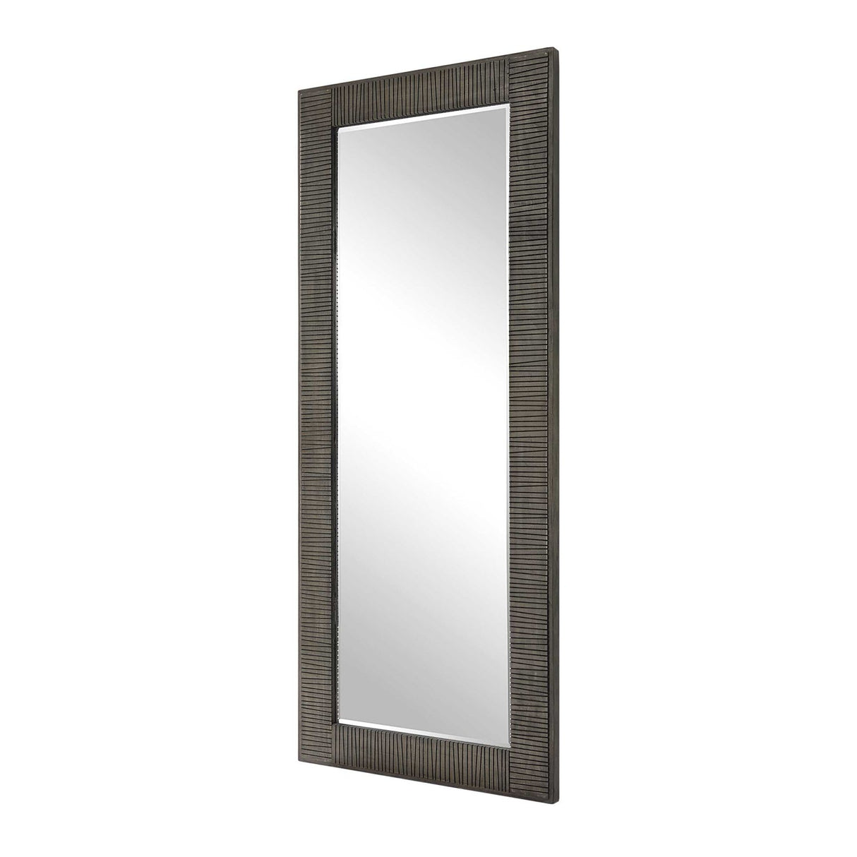 Modern European furniture - Channeled Gray Wood Mirror - www.oroa.com