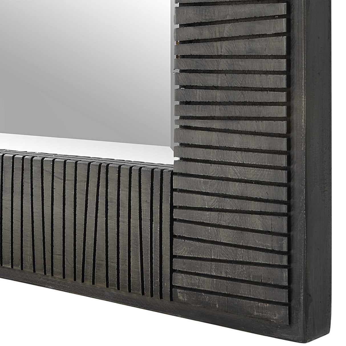 Modern European furniture - Channeled Gray Wood Mirror - www.oroa.com
