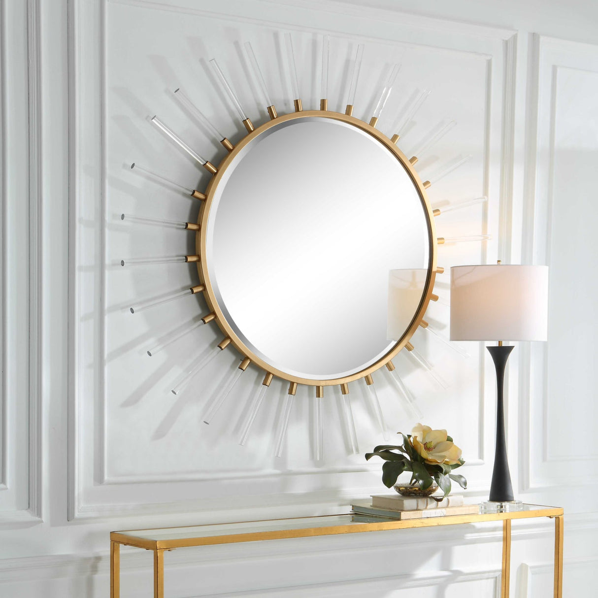 Modern European furniture - Gold Sunburst Round Mirror - www.oroa.com