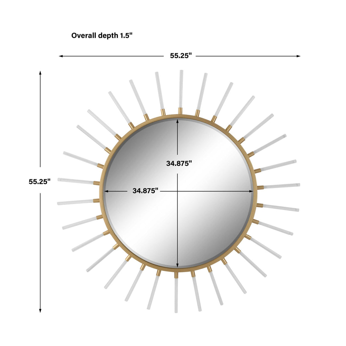 Modern European furniture - Gold Sunburst Round Mirror - www.oroa.com