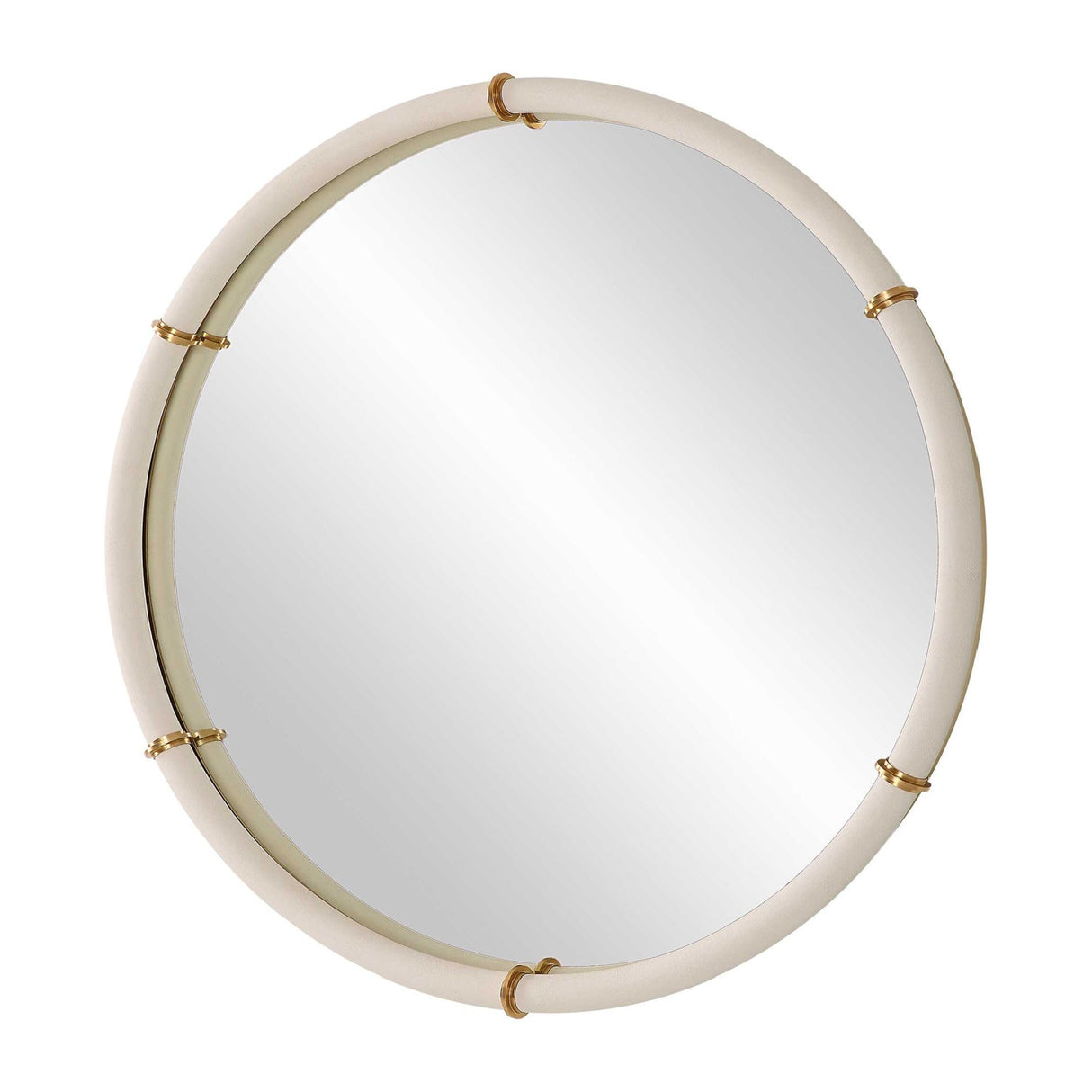 Modern European furniture - White Shagreen Leather Mirror - www.oroa.com